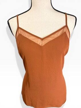 Slip Tank Top with Mesh V-Neck